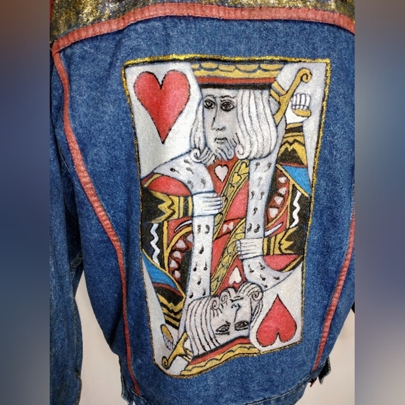 UPCYCLED KING OF HEARTS DENIM JACKET - Picture 5 of 10